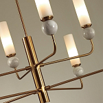 Люстра на штанге с 8-ю цилиндрическими матовыми плафонами и шарами из камня Orb Essence варинант исполнения - 3 | Loft Concept в Тюмени