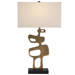 Настольная лампа с фигурным каркасом и прямоугольным тканевым абажуром Brutalist Profile варинант исполнения - 3 | Loft Concept в Тюмени