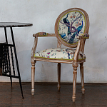 Полукресло из массива бука бежевое с изображением птиц и цветов Beige Green Chinoiserie Garden Chair варинант исполнения - 5 | Loft Concept в Тюмени