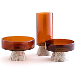 Высокая чаша из янтарного стекла Amber Marble Vase варинант исполнения - 3 | Loft Concept в Тюмени