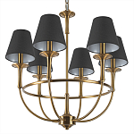 Люстра на металлическом основании бронзового цвета с 6-ю черными конусовидными абажурами Dignity варинант исполнения - 8 | Loft Concept в Тюмени