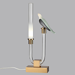 Настольная лампа с прозрачной трубкой и декоративной фигуркой птицы на бронзовой подставке Ganthea варинант исполнения - 3 | Loft Concept в Тюмени