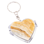 Зеркало брелок складное двухстороннее в форме сердца из натурального камня Оникс Stone Mirrors варинант исполнения - 1 | Loft Concept в Тюмени