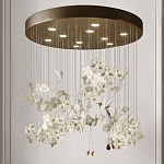 Люстра каскадная с белыми цветами и птицами Takeoff варинант исполнения - 2 | Loft Concept в Тюмени