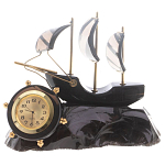 Часы настольные в виде парусника из натурального камня Обсидиан Sailboat Stone Clock варинант исполнения - 4 | Loft Concept в Тюмени