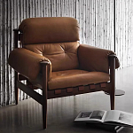 Кресло с деревянным каркасом и обивкой из натуральной кожи Medieval Furniture варинант исполнения - 1 | Loft Concept в Тюмени