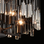 Люстра круглая из матового черного металла с подвесками из прозрачных стеклянных трубок Noir Tubes варинант исполнения - 6 | Loft Concept в Тюмени