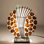 Настольная лампа из перламутра и дерева на подставке Indonesian Shell варинант исполнения - 4 | Loft Concept в Тюмени