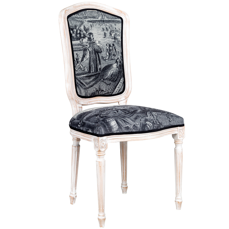 Стул Tuileries Square Stool Черно-белый Белый винтажная патина Стул Tuileries Square Stool Черно-белый Белый винтажная патина в Тюмени | Loft Concept