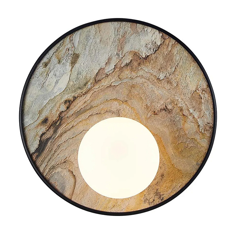 Бра круглое с каменным диском в металлической раме Sandstone Painting  в Тюмени | Loft Concept 