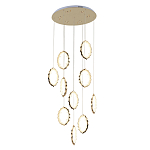 Потолочная люстра каскадная светодиодная с золотистым каркасом Ring of Fire варинант исполнения - 1 | Loft Concept в Тюмени