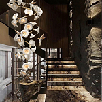 Люстра каскадная из белых цветов каллы и птичек Refined Taste of Light варинант исполнения - 3 | Loft Concept в Тюмени