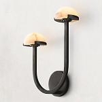 Бра с 2-мя мраморными плафонами на черном корпусе Light Warm Light варинант исполнения - 1 | Loft Concept в Тюмени