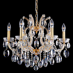 Люстра подвесная с 6-ю лампочками и прозрачными хрустальными подвесками на основании золотого цвета Crystal lamps варинант исполнения - 2 | Loft Concept в Тюмени