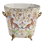 Кашпо с растительным и животным орнаментом на бронзовых ножках Turquoise Blooming Garden варинант исполнения - 1 | Loft Concept в Тюмени