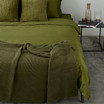 Плед из хлопка жемчужной вязки оливкового цвета Waffle Comfort варинант исполнения - 5 | Loft Concept в Тюмени