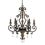 Люстра с подвесками из прозрачного стекла на кованом каркасе бронзового цвета в классическом стиле Quoizel варинант исполнения - 5 | Loft Concept в Тюмени