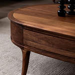 Кофейный стол овальный из дерева с 2-мя ящиками Coffee Walnut Table варинант исполнения - 5 | Loft Concept в Тюмени