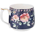 Кружка фарфоровая синяя с цветочным принтом 470 мл Flower Porcelain Collection варинант исполнения - 1 | Loft Concept в Тюмени