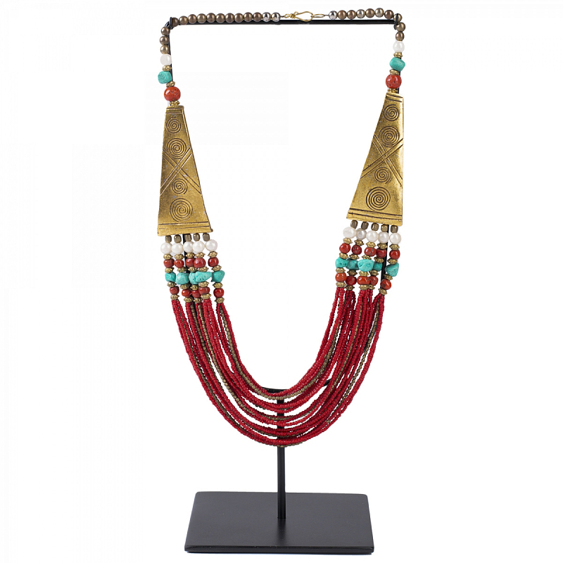 Ожерелье на подставке NECKLACE RED AND BRASS Латунь Красный Ожерелье на подставке NECKLACE RED AND BRASS Латунь Красный в Тюмени | Loft Concept