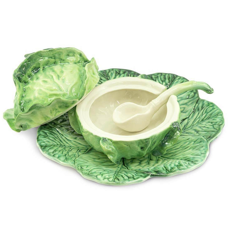 Супница SOUP BOWL CABBAGE W/PLATE D20 Зеленый Супница SOUP BOWL CABBAGE W/PLATE D20 Зеленый в Тюмени | Loft Concept