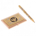 Набор из ручки шариковой металлической и карманной визитницы с гравировкой Герба России Metal Pens варинант исполнения - 1 | Loft Concept в Тюмени