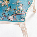 Стул из массива бука бирюзовый с изображением птиц и цветов Turquoise Beige Chinoiserie Peach Garden Chair варинант исполнения - 5 | Loft Concept в Тюмени
