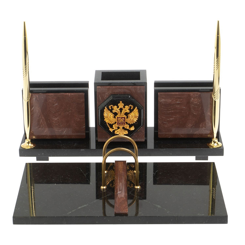 Настольный письменный набор из камня лемезит с гербом России Royal Accessory Золотой Лемезит Настольный письменный набор из камня лемезит с гербом России Royal Accessory Золотой Лемезит в Тюмени | Loft Concept