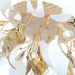 Люстра потолочная с декоративными белыми и золотистыми листьями Wintery flovers варинант исполнения - 4 | Loft Concept в Тюмени