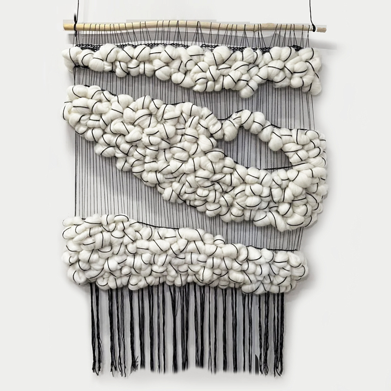 Гобелен из шерсти Облака черные нити Черный в Тюмени | Loft Concept 