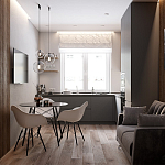 Серый матовый кухонный гарнитур с фасадом под дерево Vincens Kitchen Set варинант исполнения - 2 | Loft Concept в Тюмени