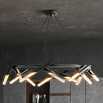 Люстра круглая с трубчатыми лампочками Vanguard Circle варинант исполнения - 3 | Loft Concept в Тюмени