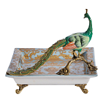 Блюдо квадратное с павлином на бронзовых ножках Eden Garden варинант исполнения - 3 | Loft Concept в Тюмени