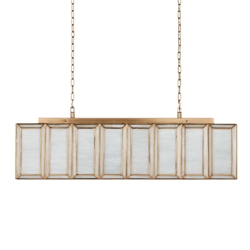 Люстра прямоугольная с каркасом золотого цвета Soft Glow Lamps Золотой Молочный в Тюмени | Loft Concept 