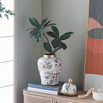 Ваза с нежным цветочным узором в пастельных тонах и крышкой с золотым акцентом Chinoiserie Ceramics варинант исполнения - 6 | Loft Concept в Тюмени