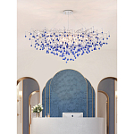 Люстра овальная с синими стеклянными подвесками в форме капель FAIRYTREE Light варинант исполнения - 3 | Loft Concept в Тюмени