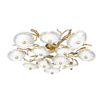 Потолочная люстра круглая ветвистыми бронзовыми элементами и стеклянными рифлеными дисками Textured Glass Chandelier варинант исполнения - 3 | Loft Concept в Тюмени