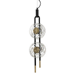 Подвесной светильник с 2-мя прозрачными стеклянными плафонами и золотистыми центральными вставками Virelia  варинант исполнения - 1 | Loft Concept в Тюмени