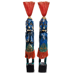 Комплект из 2-х деревянных статуэток Asmat Straw Headdress Statuettes Multicolor варинант исполнения - 3 | Loft Concept в Тюмени