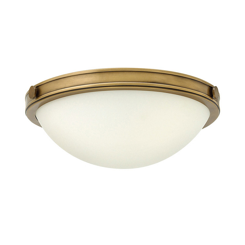 Потолочный светильник цвета латунь с полусферическим матовым белым плафоном Hinkley Латунь Белый в Тюмени | Loft Concept 