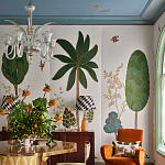 Обои с вышивкой ручной работы Mughal Trees Original colourway on linen варинант исполнения - 5 | Loft Concept в Тюмени