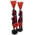 Комплект из 2-х деревянных статуэток Asmat Red Straw Headdress Statuettes Red Gold варинант исполнения - 2 | Loft Concept в Тюмени