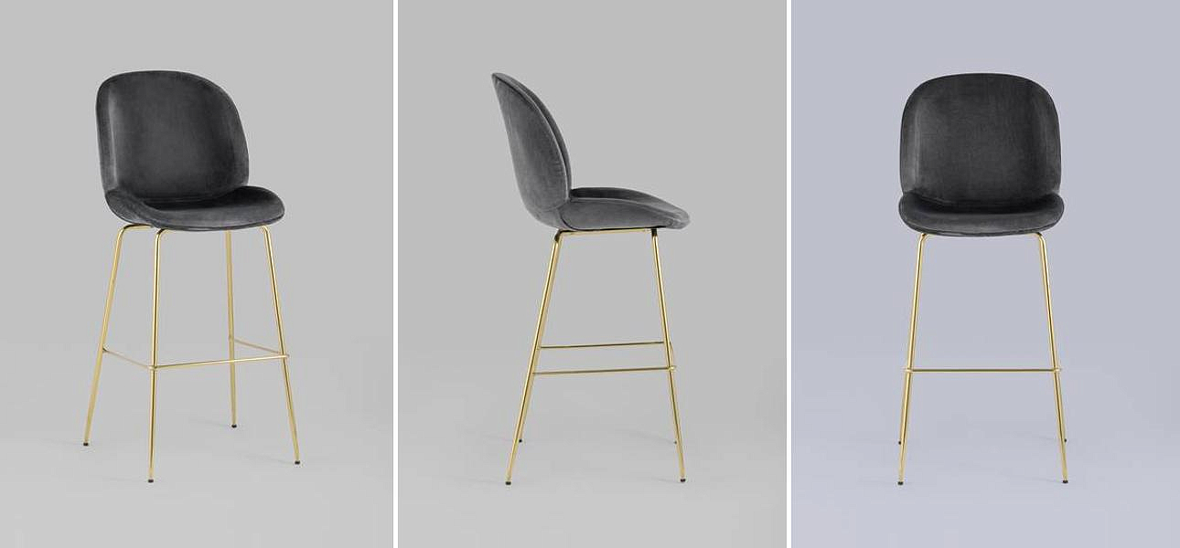Барный Стул Серый Велюр Vendramin Chair Барный Стул Серый Велюр Vendramin Chair - Loft-Concept в Тюмени
