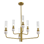 Люстра с 6-ю плафонами в форме стеклянных трубок и мраморных декоративных элементов Montreal варинант исполнения - 4 | Loft Concept в Тюмени