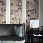 Обои ручная роспись Distant Bamboo Special Colourway on Lead Grey dyed silk варинант исполнения - 2 | Loft Concept в Тюмени