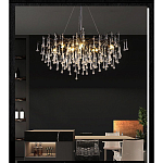 Люстра черная с прозрачными стеклянными подвесками в форме капель FAIRYTREE Light варинант исполнения - 5 | Loft Concept в Тюмени