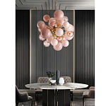 Люстра розовые шары на золотом каркасе Pink Light Bubbles варинант исполнения - 3 | Loft Concept в Тюмени