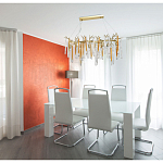 Люстра линейная золотого цвета с декоративными ветвями и длинными стеклянными подвесками в форме сосулек Droplet Chandelier варинант исполнения - 10 | Loft Concept в Тюмени