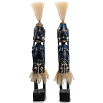 Комплект из 2-х деревянных статуэток Asmat Straw Headdress Statuettes Dark Blue варинант исполнения - 5 | Loft Concept в Тюмени