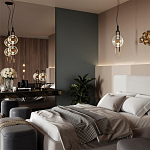 Подвесной светильник с черным основанием и золотистым декором Bruno Duo варинант исполнения - 5 | Loft Concept в Тюмени